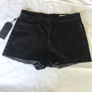 Rag & Bone Maya High Rise Shorts in Black Denim Size 29 NWT